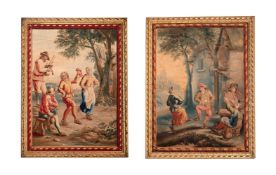 A PAIR OF BRUSSELS TAPESTRY PANELS AFTER TENIERS, EARLY 18TH CENTURY