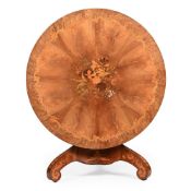 Y AN EARLY VICTORIAN WALNUT AND MARQUETRY CENTRE TABLE, IN THE MANNER OF E H BALDOCK, CIRCA 1840