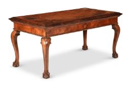 A FIGURED WALNUT AND FEATHERBANDED CENTRE OR HALL TABLE, THE TOP LATE 17TH OR EARLY 18TH CENTURY