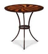 A MAHOGANY, KARELIAN BIRCH AND VENEERED STEEL OCCASIONAL TABLE, PROBABLY BALTIC, EARLY 19TH CENTURY