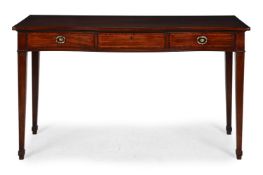 A GEORGE III MAHOGANY SERPENTINE FRONTED SERVING TABLE, IN THE MANNER OF GILLOWS, CIRCA 1790