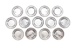 A SET OF ELEVEN GEORGE III SILVER PLATES, THOMAS HEMING, LONDON, 1763