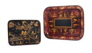 A VICTORIAN CHINOISERIE PAPIER MACHE TRAY, CIRCA 1860
