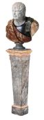 A LARGE ITALIAN GRAND TOUR SPECIMEN MARBLE BUST OF THE PSEUDO SENECA