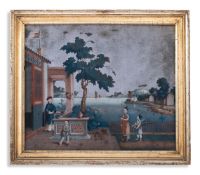 A CHINESE EXPORT REVERSE MIRROR PAINTING, LATE 18TH CENTURY