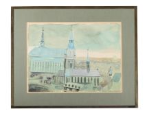 λ PATRICK PROCKTOR (BRITISH 1936-2003), VIEW OF A CHURCH