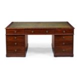 A GEORGE III MAHOGANY PARTNER'S DESK, 19TH CENTURY