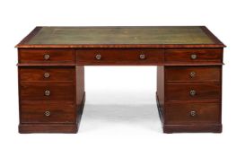 A GEORGE III MAHOGANY PARTNER'S DESK, 19TH CENTURY