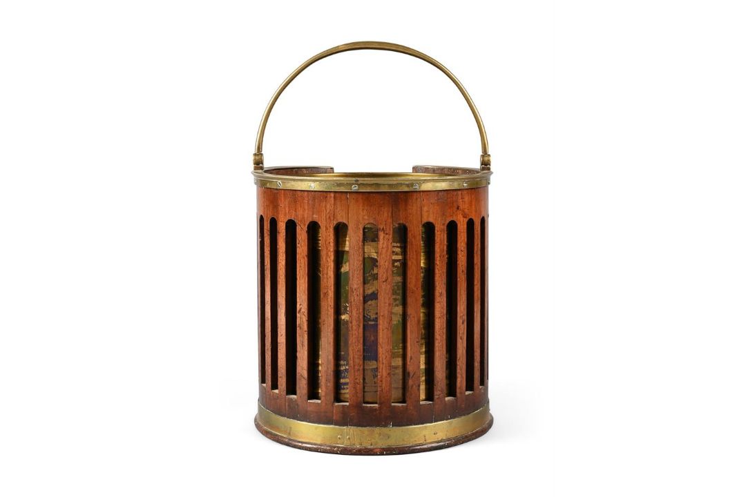 A GEORGE III MAHOGANY AND BRASS PLATE BUCKET AND LINER, SECOND HALF 18TH CENTURY - Image 2 of 3