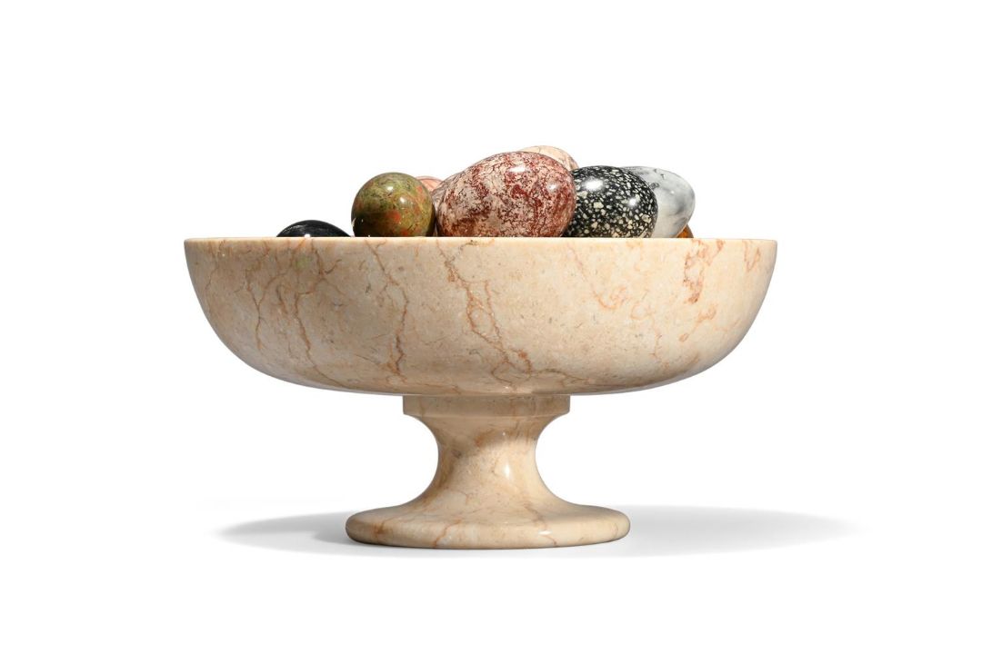 A MARBLE BOWL AND VARIOUS STONE EGGS, CONTEMPORARY - Image 2 of 4