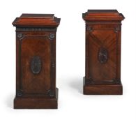 A PAIR OF MAHOGANY PEDESTALS CUPBOARDS,