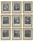 AFTER JOHANN ELIAS RIDINGER, A SET OF NINE MEZZOTINTS DEPICTNG THE VIENNA SPANISH RIDING SCHOOL