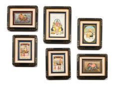 A GROUP OF SIX VARIOUS INDIAN PAINTED MARBLE PLAQUES, 20TH CENTURY