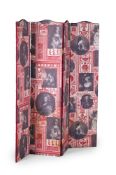 A FOUR-PANEL UPHOLSTERED FOLDING SCREEN, THIRD QUARTER 20TH CENTURY