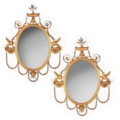 A PAIR OF CARVED GILTWOOD AND COMPOSITION MIRRORS, LATE 19TH OR 20TH CENTURY
