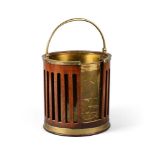 A GEORGE III MAHOGANY AND BRASS PLATE BUCKET AND LINER, SECOND HALF 18TH CENTURY