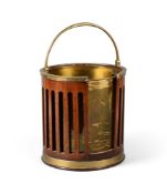 A GEORGE III MAHOGANY AND BRASS PLATE BUCKET AND LINER, SECOND HALF 18TH CENTURY
