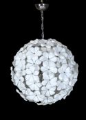 A CLEAR AND WHITE GLASS CHANDELIER, MODERN