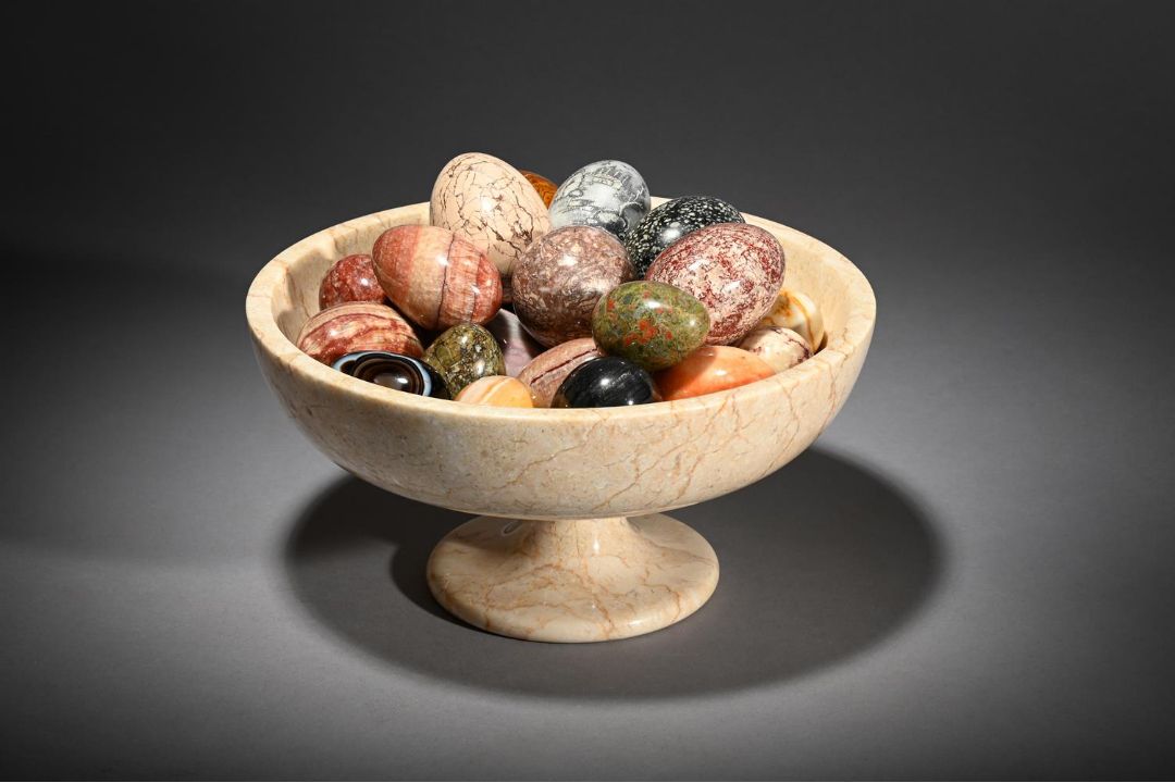 A MARBLE BOWL AND VARIOUS STONE EGGS, CONTEMPORARY - Image 4 of 4