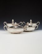 A SET OF FOUR FRENCH EMPIRE SILVER VEGETABLE DISHES