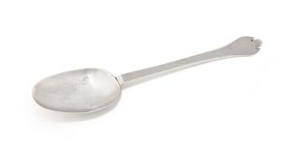 A LARGE SILVER TREFID PATTERN SPOON