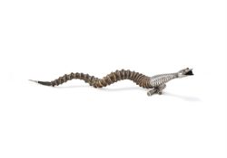 A VICTORIAN SILVER MOUNTED AND HORN SNAKE TABLE LIGHTER