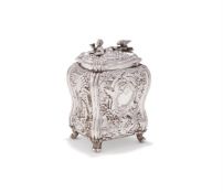 A GEORGE II SILVER TEA CADDY