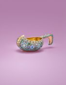 A RUSSIAN PARCEL GILT AND CLOISONNÉ ENAMEL KOVSH