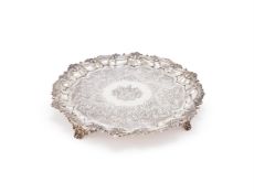 A GEORGE III SILVER SHAPED CIRCULAR SALVER
