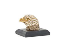 Y A MOTHER OF PEARL, DIAMOND AND GOLD COLOURED PAPER WEIGHT