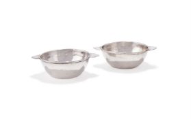 TWO SILVER TWIN HANDLED BOWLS