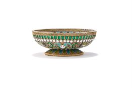 A RUSSIAN GILT AND CLOISONNÉ ENAMEL BOWL