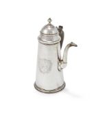 A QUEEN ANNE BRITANNIA STANDARD SILVER CHOCOLATE POT