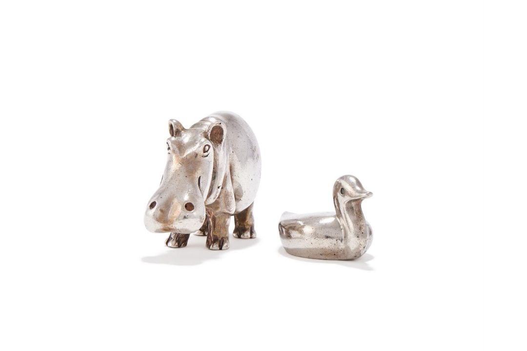 AN AMERICAN SILVER MODEL OF A HIPPO AND A DUCK - Image 2 of 3