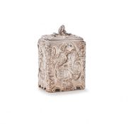 A GEORGE III SILVER TEA CADDY