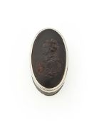 Y A QUEEN ANNE PRESSED HORN TOBACCO BOX AND SILVER MOUNTED SNUFF BOX
