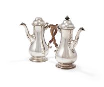 A GEORGE III SILVER BALUSTER COFFEE POT