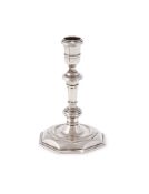 A GEORGE I IRISH SILVER CANDLESTICK