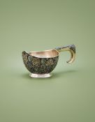 A RUSSIAN SHADED CLOISONNÉ ENAMEL KOVSH