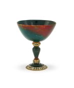 A RENAISSANCE REVIVAL BLOODSTONE AND ENAMEL STANDING CUP