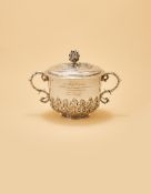 A CHARLES II SILVER PORRINGER AND COVER