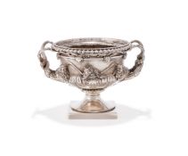 A VICTORIAN SMALL SILVER MODEL OF THE WARWICK VASE