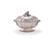 A PORTUGUESE SILVER SHAPED OVAL TUREEN AND COVER