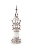 A SILVER BRITANNIA STANDARD DOUBLE SALT TOWER