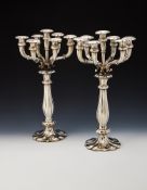 A PAIR OF AUSTRIAN SILVER SEVEN LIGHT CANDELABRA