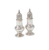 A PAIR OF GEORGE II SILVER SUGAR CASTERS