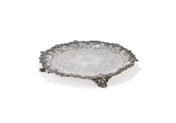 A LARGE VICTORIAN SILVER SHAPED CIRCULAR SALVER