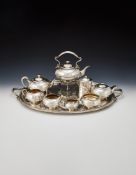 Y A SILVER NINE PIECE SILVER TEA SET