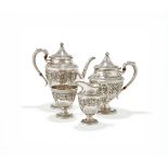 Y AN AMERICAN SILVER FOUR PIECE TEA SET