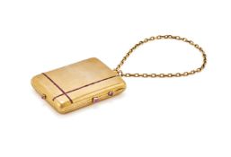 AN ART DECO RUBY SET SILVER GILT COLOURED NECESSAIRE